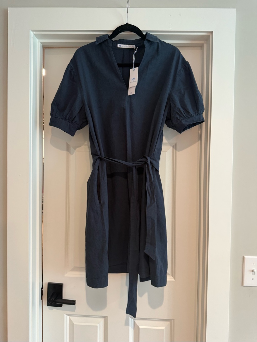 Women’s Navy Short Sleeve Shirt Dress with Tie Belt Southern Tide size M